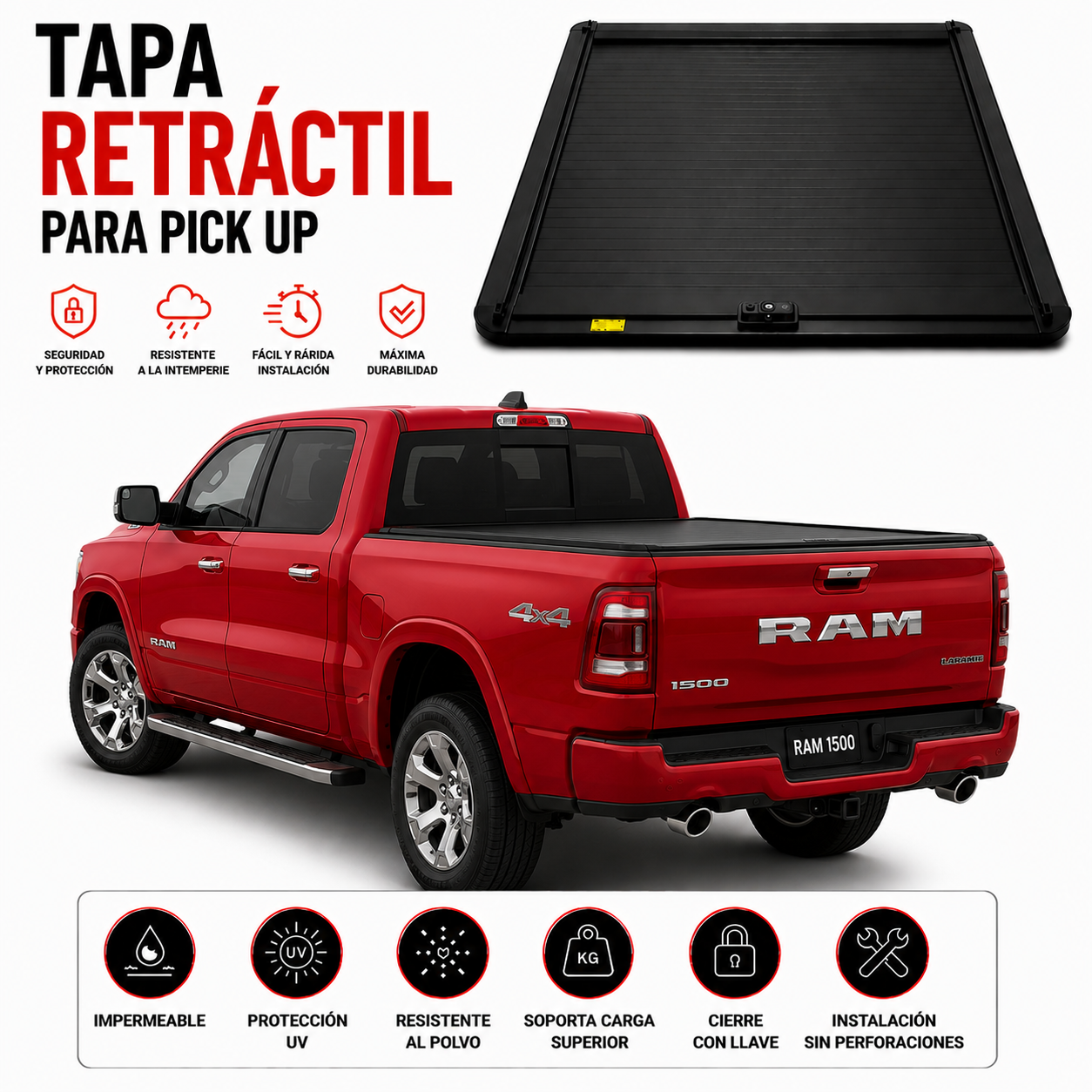 Tapa Retráctil Premium RAM 1500