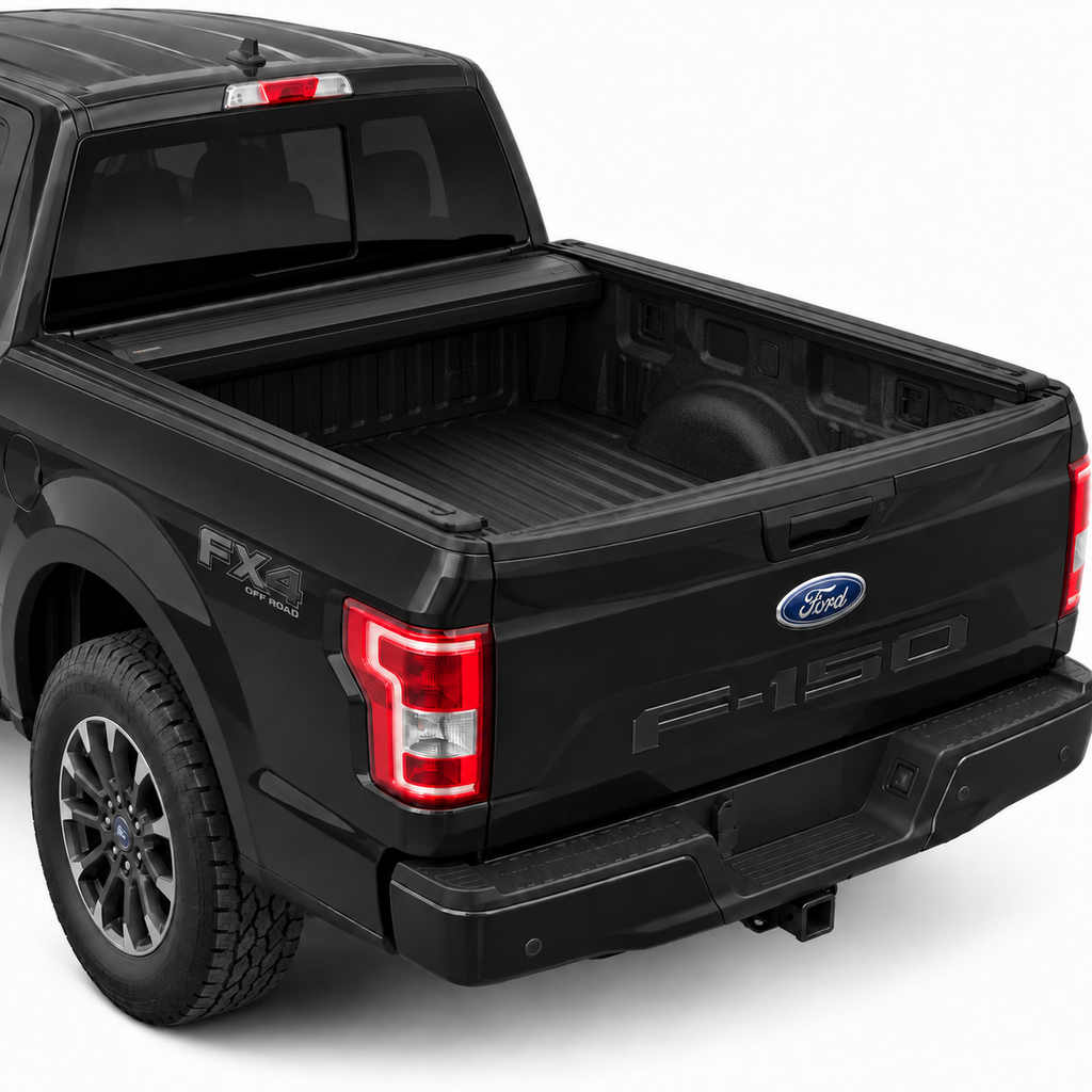 Tapa retráctil completamente abierta en Ford F-150